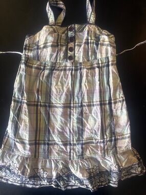 Justice Plaid Sundress in Light Blue, Navy, Cream
